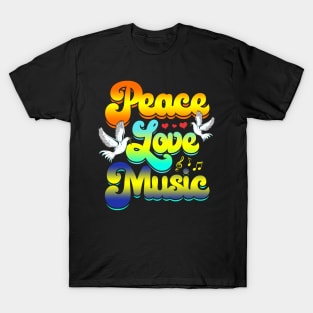 Peace Love Music Rave Festival Musical Hippie T-Shirt